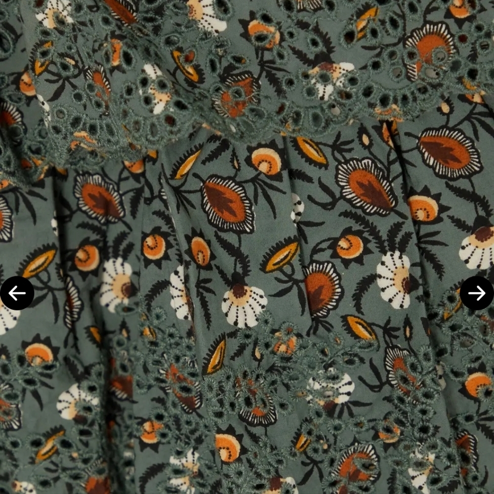 Ulla Johnson Odile raffled Floral broderie anglaise cotton Poplin midi dress 8 - Picture 12 of 12
